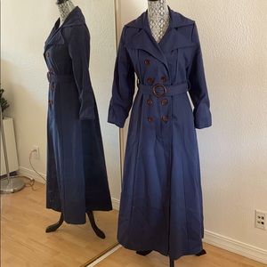 Navy blue trench coat